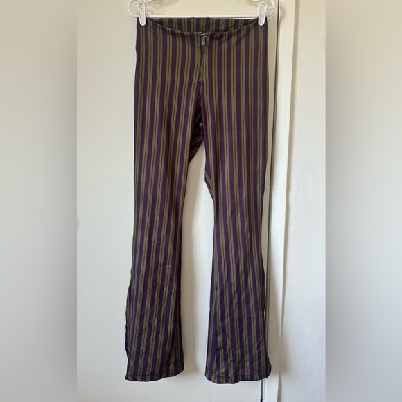 Basic Pleasure Mode Tabby Striped Bootcut Pants in Brown and Green - M - Picture 5 of 15